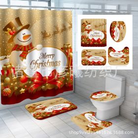 Christmas Snow Elf Shower Curtain Pattern Multi-choice Digital Printing Toilet Three-piece Set Four-piece Shower Curtain Large Quantity And Excellent