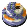 Artificial Double-layer Cake Simulation Purple Rose Birthday Cake Food Model Replica Prop Party Decoration; 10 inches