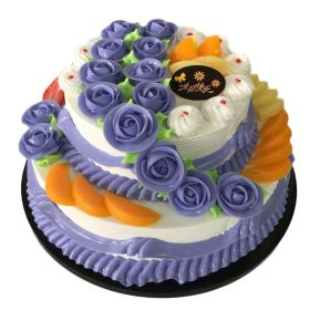 Artificial Double-layer Cake Simulation Purple Rose Birthday Cake Food Model Replica Prop Party Decoration; 10 inches