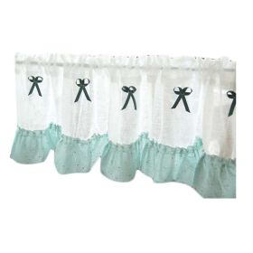 Semi-Sheer Mint Door Curtain Valance Half Curtain Bowknot Kitchen Short Curtain Tier cafe Curtain,59x15 inch