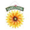 Yellow African Daisy Iron Wall Art Decor Door Welcome Plaque Sign Garden Villa Metal Door Hanging Ornament