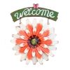 Red African Daisy Iron Wall Art Decor Door Welcome Plaque Sign Garden Villa Metal Door Hanging Ornament