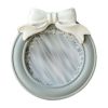 Grey Round Shape 3x4 Resin Wooden Wedding Photo Frame White Bowknot Picture Frame Display