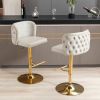 Swivel Barstools Adjusatble Seat Height, Modern PU Upholstered Bar Stools with the whole Back Tufted, for Home Pub and Kitchen Island LIGHT GREY, Set