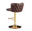 Swivel Barstools Adjusatble Seat Height, Modern PU Upholstered Bar Stools with the whole Back Tufted, for Home Pub and Kitchen Island BROWN, Set of 2