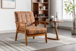 Leisure Chair with Solid Wood Armrest and Feet; Mid-Century Modern Accent chair; for Living Room Bedroom Studio chair