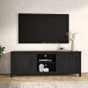 TV Stand Storage Media Console Entertainment Center; Tradition Black; with doors