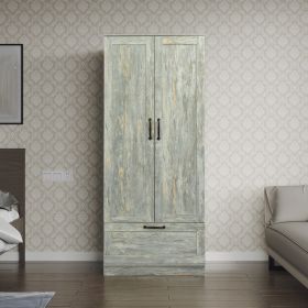 MDF Wardrobe cabinet with Large Storage Space 1 drawer 1 Partitions & 1 Clothes Rail Bedroom; Grey