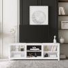 TV stand furniture with 6 storage compartments and 1 shelf cabinet; White