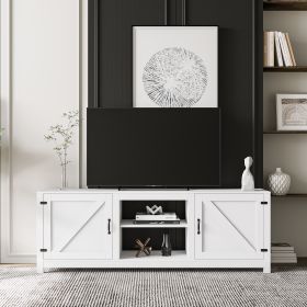 MDF TV stand with storage cabinet; White