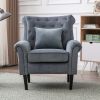 Vanbow.High elastic shaped Modern chair with backrest; Bedroom; Living room; Reading chair (blue)