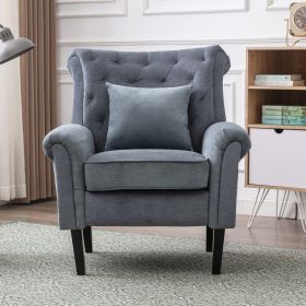 Vanbow.High elastic shaped Modern chair with backrest; Bedroom; Living room; Reading chair (blue)