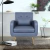 Vanbow.Technology cloth Simple and Fashionable Metal Foot single back Chair; Suitable for Bedroom; Living room and Office(Blue+Technology cloth)