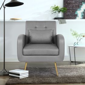 Vanbow.Technology cloth Simple and Fashionable Metal Foot single back Chair; Suitable for Bedroom; Living room and Office(Dark Gray+Technology cloth)