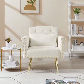 OFF WHITE velvet armchair with metal legs