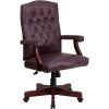 Martha Washington Burgundy Leather Executive Swivel Chair with Arms