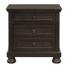 Transitional Design Nightstand Grayish Brown Finish Two Dovetail Drawers Bun Feet Wooden Furniture