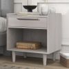 Modern Style Manufactured Wood One-Drawer Nightstand Side Table with Solid Wood Legs; Stone Gray