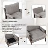 Mid-Century Modern Velvet Accent Chair; Leisure Chair with Solid Wood and Thick Seat Cushion for Living Room; Bedroom; Studio; Grey