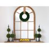 34x54.3" Large Arched Accent Mirror with Brown Frame with Decorative Window Look Classic Architecture Style Solid Fir Wood Interior Decor