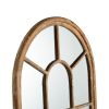 34x54.3" Large Arched Accent Mirror with Brown Frame with Decorative Window Look Classic Architecture Style Solid Fir Wood Interior Decor