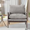 Mid-Century Modern Velvet Accent Chair; Leisure Chair with Solid Wood and Thick Seat Cushion for Living Room; Bedroom; Studio; Grey