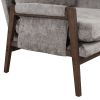 Mid-Century Modern Velvet Accent Chair; Leisure Chair with Solid Wood and Thick Seat Cushion for Living Room; Bedroom; Studio; Grey