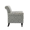 Mid-Century Modern Accent Chair; Linen Armchair w/Tufted Back/Wood Legs; Upholstered Lounge Arm Chair Single Sofa for Living Room Bedroom; Grey