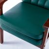 Mid Century Single Armchair Sofa Accent Chair Retro Modern Solid Wood Armrest Accent Chair, Fabric Upholstered Wooden Lounge Chair Blackish Green