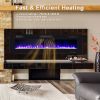 68 Inch Ultra-Thin Electric Fireplace Recessed Wall Mounted with Crystal Log Decoration