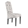 Dining Script Fabric Accent Chair with Solid Wood Legs; Set of 2