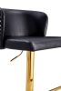 Swivel Barstools Adjusatble Seat Height, Modern PU Upholstered Bar Stools with the whole Back Tufted, for Home Pub and Kitchen Island BLACK, Set of 2