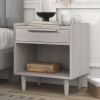 Modern Style Manufactured Wood One-Drawer Nightstand Side Table with Solid Wood Legs; Stone Gray