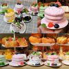 Fake Cake Realistic Souffle Artificial Dessert Crafts Photography Props Party Replica Prop Kitchen Bakery Display; Pink