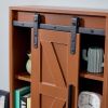 Wood wall-mounted storage cabinet; 5-layer toilet bathroom storage cabinet; multifunctional cabinet with adjustable door; chocolate brown