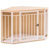 Corner Dog Crate with Cushion; Dog Kennel with Wood and Mesh; Doghouse; Pet Crate Indoor Use