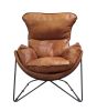 Thurshan Accent Chair in Aperol Top Grain Leather &amp; Black Finish 59945