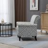 Mid-Century Modern Accent Chair; Linen Armchair w/Tufted Back/Wood Legs; Upholstered Lounge Arm Chair Single Sofa for Living Room Bedroom; Grey