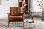 Leisure Chair with Solid Wood Armrest and Feet; Mid-Century Modern Accent chair; for Living Room Bedroom Studio chair