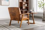 Leisure Chair with Solid Wood Armrest and Feet; Mid-Century Modern Accent chair; for Living Room Bedroom Studio chair