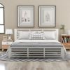 Platform bed with horizontal strip hollow shape; King size; white (New)