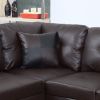 3 PC Sectional Sofa Set; (Brown) Faux Leather Right -Facing Chaise with Free Storage Ottoman