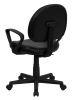 Mid-Back Black Leather Ergonomic Task Chair with Arms [BT-688-BK-A-GG]