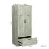 MDF Wardrobe cabinet with Large Storage Space 1 drawer 1 Partitions & 1 Clothes Rail Bedroom; Grey