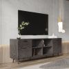 TV Stands 2 side cabinets & 1 shelf Large Storage Cabinet for Living Room Bedroom; Antique Gray