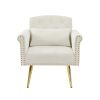 OFF WHITE velvet armchair with metal legs