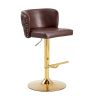 Swivel Barstools Adjusatble Seat Height, Modern PU Upholstered Bar Stools with the whole Back Tufted, for Home Pub and Kitchen Island BROWN, Set of 2