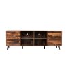 TV Stands 2 side cabinets & 1 shelf Large Storage Cabinet for Living Room Bedroom; Walnut