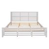 Platform bed with horizontal strip hollow shape; King size; white (New)