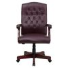 Martha Washington Burgundy Leather Executive Swivel Chair with Arms